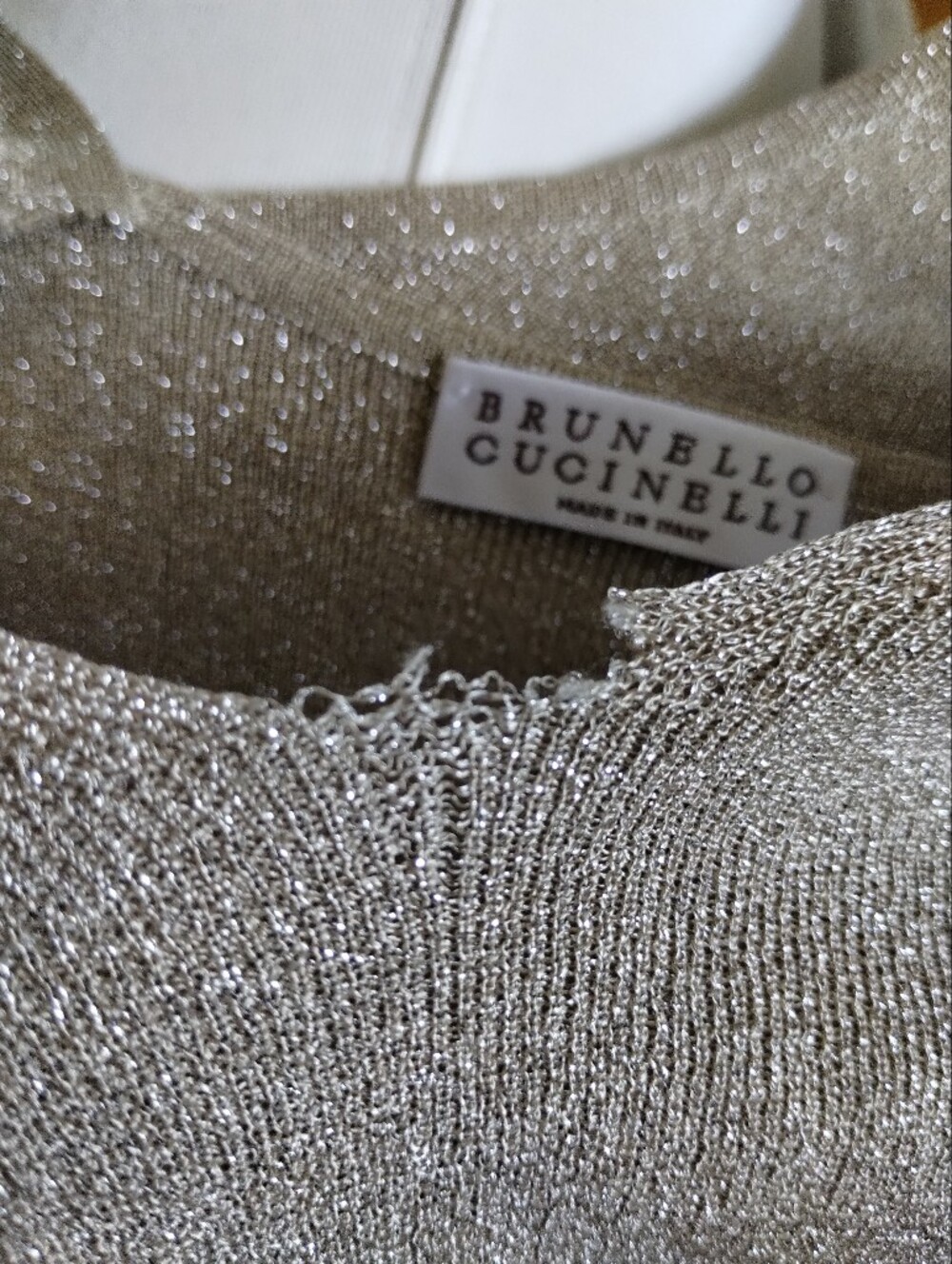 Brunello Cucinelli Metallic Cream Bodysuit- Elegant Shimmer Small - Picture 5 of 11
